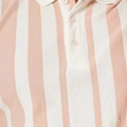 celio celio* Pink Regular Fit Striped Cotton Polo T-Shirt image 4
