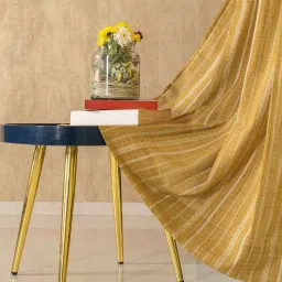 Urban Space Vertical Weaves Soft Brown Polyester Sheer Long Door Curtains - Set of 2 image 1