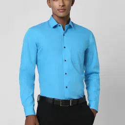 Peter England Blue Cotton Slim Fit Shirt image 1