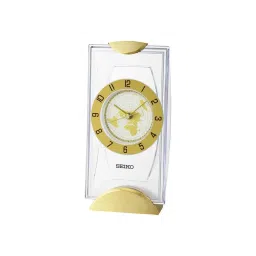 SEIKO Gold Plastic Antique Analog Hazlenut Aluminum Dial World Table Clock image 1