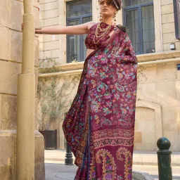Odette Maroon Printed Saree image 1