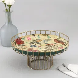 India Circus by Krsnaa Mehta Bird Land Printed Yellow Iron Cake Stand image 1