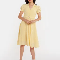 Zink London Yellow Regular Fit Midi Dress image 1