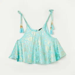 Melange by Lifestyle Kids Aqua Blue Printed Lehenga Cholis image 4