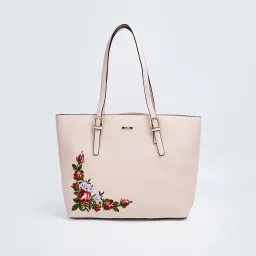 Code by Lifestyle Beige Embroidered Shoulder Handbag image 1