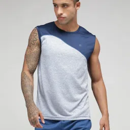 Sporto Navy Regular Fit Self Pattern Gym Vest image 1