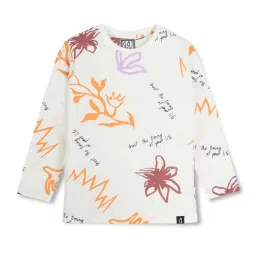 Gini & Jony Kids White Cotton Printed Full Sleeves T-Shirt image 1