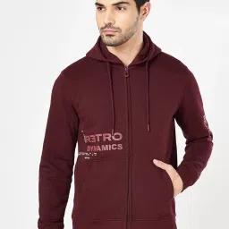 Sf Jeans By Pantaloons Red Regular Fit Hooded Sweatshirt image 1