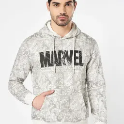 Sf Jeans By Pantaloons Grey Regular Fit Printed Hooded Sweatshirt image 1