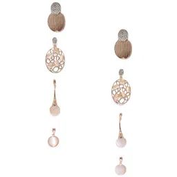 Zaveri Pearls Rose Gold Alloy Dangler Earrings - Set of 4 image 1