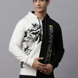 Free Authority White & Black Regular Fit Batman Colour Block Hooded Sweatshirt image 1