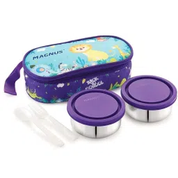 Magnus Purple & Silver Stainless Steel Lunch Box Set with Bag image 4