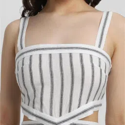 Forever 21 White Cotton Striped Jumpsuit image 4