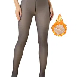 Kilvis Women High Waist Stretchable Fleece Thermal Winter Dual Tone Stocking-image-33