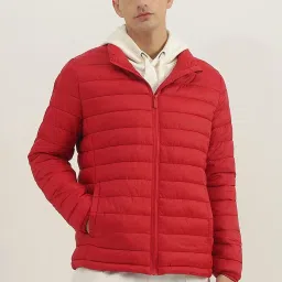 United Colors of Benetton Red Regular fit Solid Puffer Jackets image 1