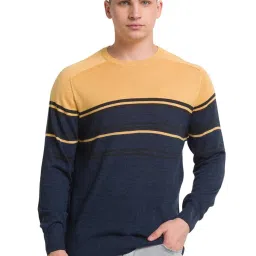 ColorPlus Dark Blue Tailored Fit Colour Block Sweater image 1