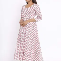 Miravan White Cotton Printed Anarkali Kurta image 4