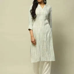 Rangriti White Printed Straight Kurta image 1