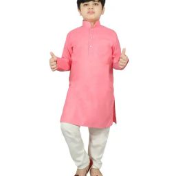 SG Yuvraj Kids Peach & White Solid Kurta with Pyjamas-picture-35