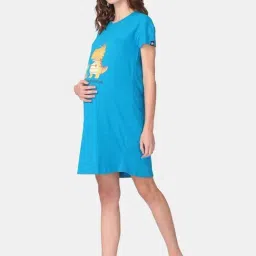 The Mom Store Teal Cotton¿ Maternity Printed Top image 2