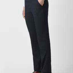 Peter England Navy Slim Fit Checks Trousers image 1