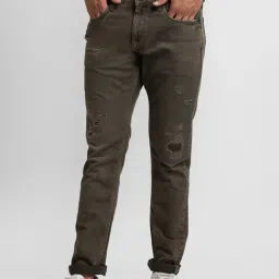 Spykar Green Slim Fit Distressed Jeans-image-8