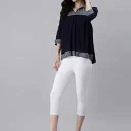 Kryptic White & Green Cotton Soild Crop Length Leggings - Pack Of 2 image 4