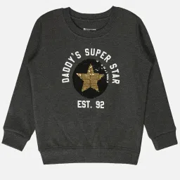 Bodycare Kids Grey Embellished Full Sleeves Sweatshirt image 1
