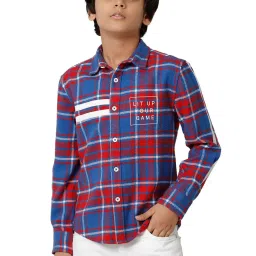Under Fourteen Only Kids Blue Checks Full Sleeves Shirt image 1