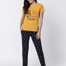 Kryptic Blue & Yellow Cotton Printed Lounge T-Shirt - Pack Of 2 image 4