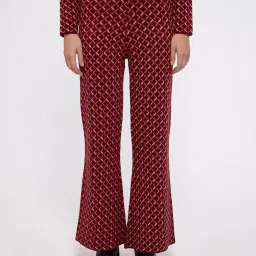 Cover Story Maroon Printed Trousers image 1
