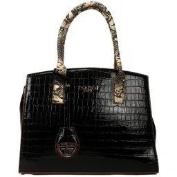 Carlton London Black Textured Medium Handbag image 1