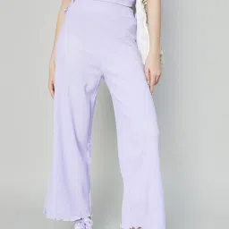 Ginger by Lifestyle Purple Self Pattern Flared Pants image 1