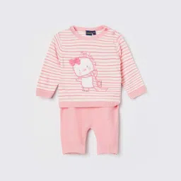 Juniors by Lifestyle Light Pink Striped Regular Fit Sweater & Pants image 1