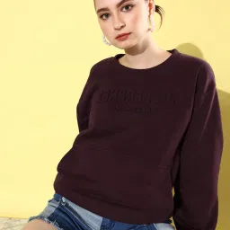 Difference of Opinion Wine Fleece Graphic Print Oversized Sweatshirt image 1