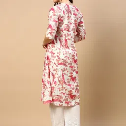 showoffff SHOWOFF White & Pink Printed Kurta image 4