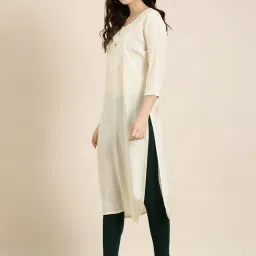 showoffff SHOWOFF Beige Regular Fit Kurta image 4