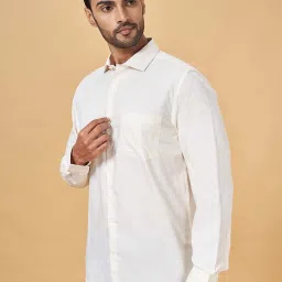 Peregrine by Pantaloons Light Yellow Regular Fit Self Design Shirt image 4