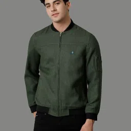 Linen Club Green Regular Fit Bomber Jacket image 1