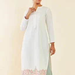 Soch Off-White Embroidered Straight Kurta image 4