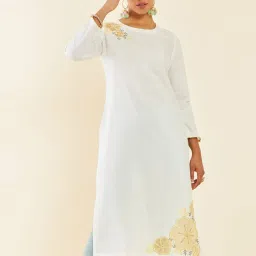 Soch Off-White Embroidered Straight Kurta image 4