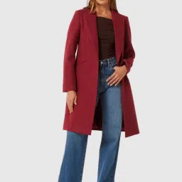 Forever New Red Solid Full Sleeves Coat image 1
