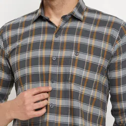 Duke Grey Slim Fit Checks Shirt image 4