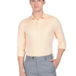 Arrow Chrome Yellow Cotton Regular Fit Texture Shirt image 1