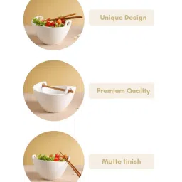 Nestasia Elegant White Fine Ceramics Round Soup or Breakfast Bowl, Microwave-Safe, 500ml image 4