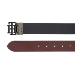 Tommy Hilfiger Navy & Brown Leather Reversible Belt for Men image 4