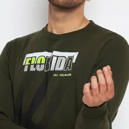 Duke Dark Olive Regular Fit Printed Sweatshirt image 4