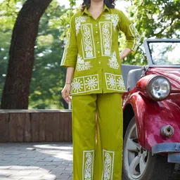 ROZLAND Floral Embroidered Pure Cotton Tunic & Trousers-picture-24