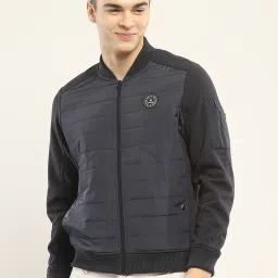 Rock.It Navy Blue Regular Fit Quilted Bomber Jacket image 1