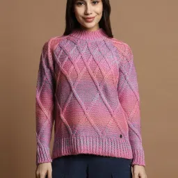 Allen Solly Pink Crochet Pattern Sweater image 1
